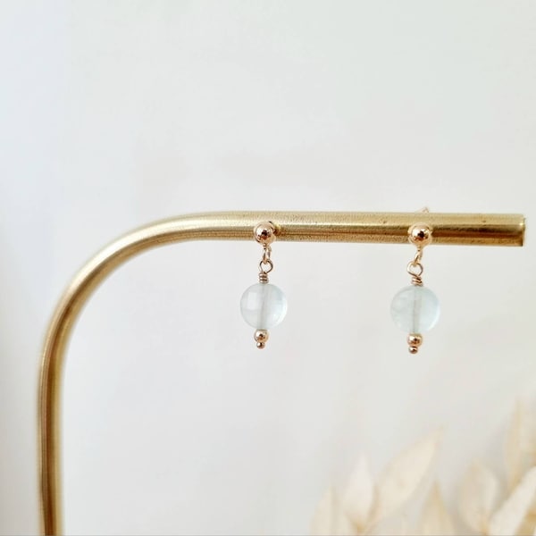 Earrings with natural stones in Aquamarine | Jewelry to personalize with the fine stones of your choice | Tadaam Jewelry