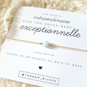 Cadeau personnalisé Annonce grossesse grands-parents. Tu vas être mamie | Pierre naturelle & Goldfilled 14k. Bijou durable, résiste à l'eau.