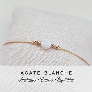 White Agate Bracelet • Natural Stone • Grounding • Clarity • Calming Energy • Handmade Jewelry • Tadaam Bijoux