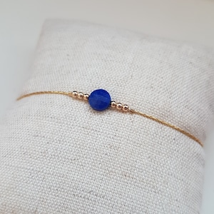 LAPIS LAZULI - Minimalist, fine and delicate bracelet with natural stone - lithotherapy