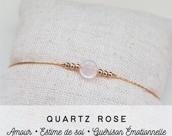 Pulsera de Cuarzo Rosa • Piedra Natural • Litoterapia - Amor y Sanación Emocional • Chakra del Corazón • Regalo Energético para Mujeres • Tadaam
