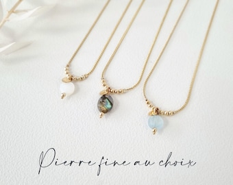 Collier fin avec pierre naturelle | Bijoux minimaliste, Pierre naturelle Lithothérapie & goldfilled 14k | Idée cadeau femme | Tadaam Bijoux
