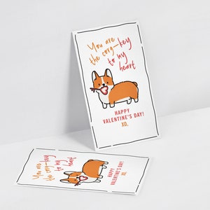 Cartes de Saint-Valentin Corgi pour enfants, cartes de Saint-Valentin enfants, Saint-Valentin scolaire imprimable, tel quel, téléchargement immédiat, chiens, chiot Saint-Valentin, chien mignon
