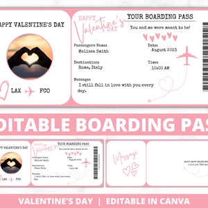 EDITIERBARE Bordkartenvorlage | Valentine Bordkarte | Flugticket | Flugticket | Urlaubsziel