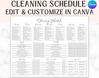 EDITABLE Cleaning Planner | Checklist | Cleaning Schedule |  Weekly House Chores | Adhd Clean Home | Household Planner