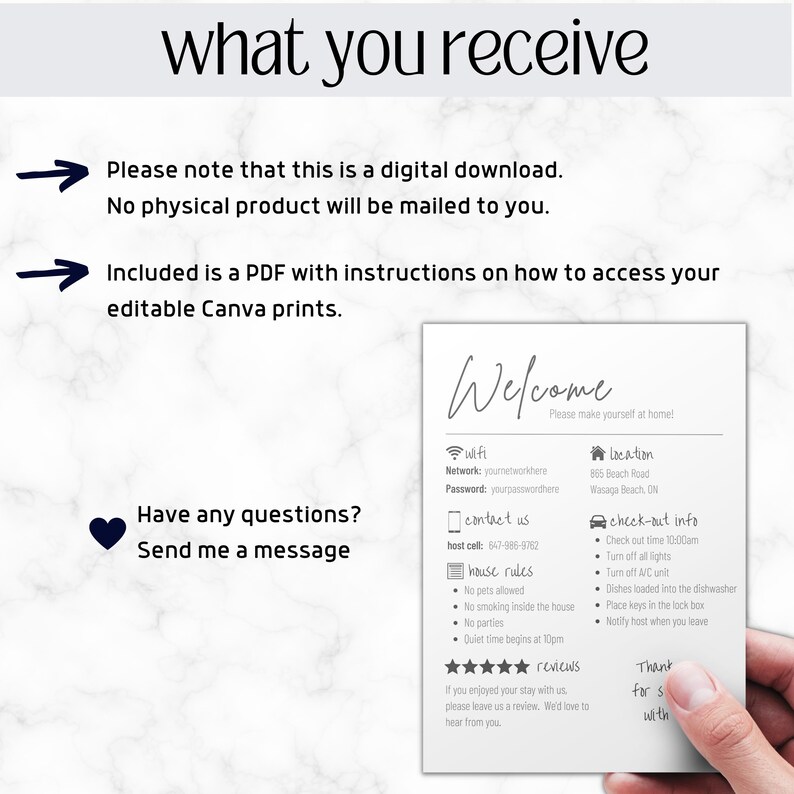 Airbnb Welcome Sign | Editable Printable Sign | Minimalist Design | Editable in Canva | Host Bundle Set | Wifi Template image 10