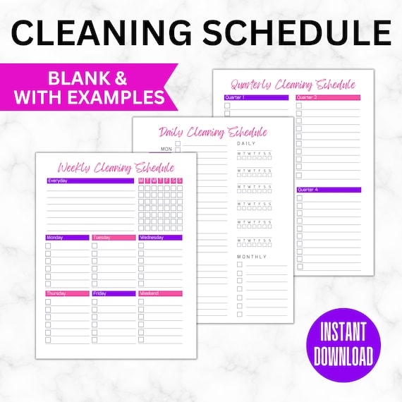 Cleaning Checklist | Weekly Schedule | Master House Cleaning List | Weekly Planner | Daily To Do List