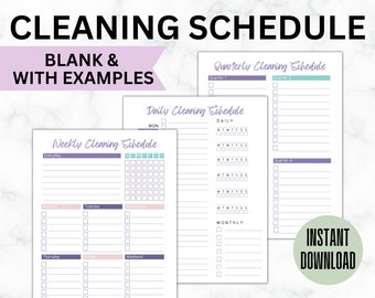 Cleaning Checklist | Weekly Schedule | Master House Cleaning List | Weekly Planner | Daily To Do List | Instant Download
