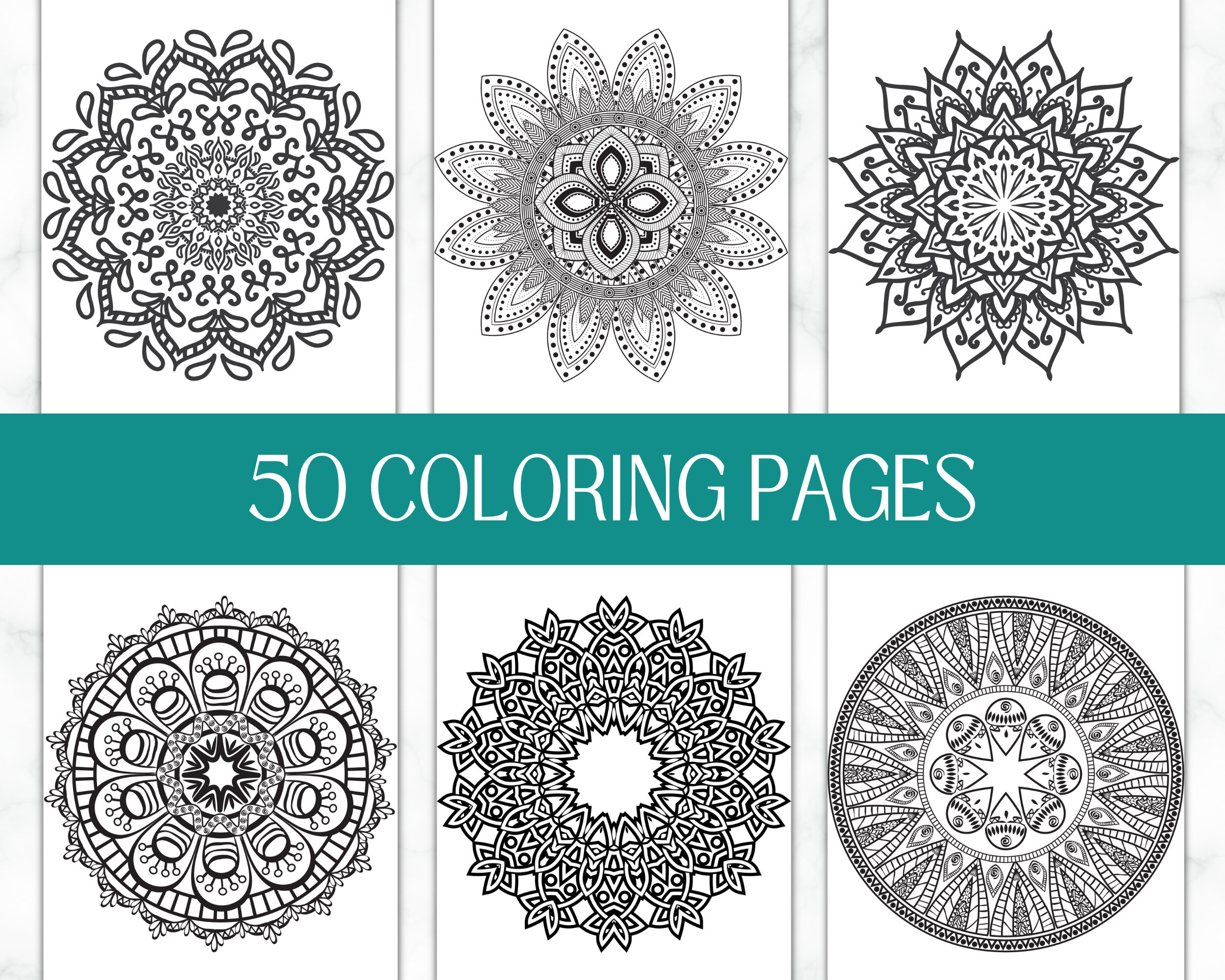 50 Mandala Printable Coloring Sheets | Printable Pages| Adult Coloring ...
