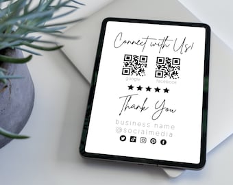 Ask For Review | QR Code Sign Template | Google Rating Sign | Facebook Review | Editable Business Feedback Form Request