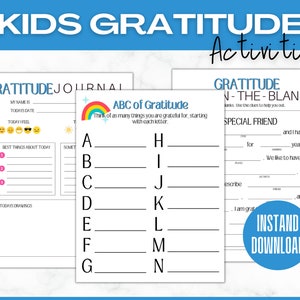 Kinder Dankbarkeit Journal Printable | Mindfulness Log | Self Care Planer | Tagebuch für Kinder | Dankbarkeit Glas
