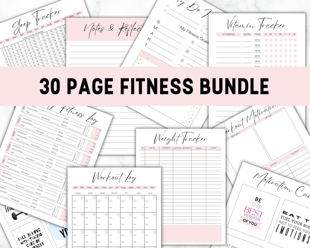 Fitness Planner BUNDLE | Weight Loss Tracker | Fitness Journal | Step ...