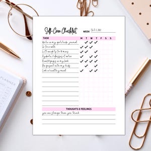Self Care Checklist Journal | Wellness Planner | Mental Health Tracker | Daily Routine | Mindfulness Workbook | Digital Printable image 9
