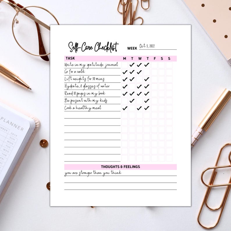 Self Care Checklist Journal | Wellness Planner | Mental Health Tracker | Daily Routine | Mindfulness Workbook | Digital Printable image 9