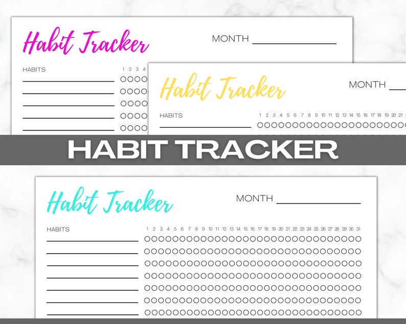 Monthly Daily Habit Tracker | Habit Planner | Routine Planner | Instant Download | Multiple Colors | Workout Schedule image 2