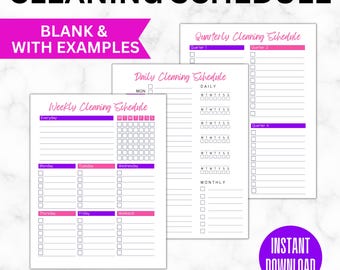 Cleaning Checklist | Weekly Schedule | Master House Cleaning List | Weekly Planner | Daily To Do List