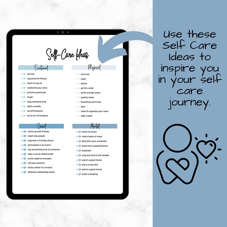 Self Care Checklist Journal | Wellness Planner | Mental Health Tracker | Daily Routine | Mindfulness Workbook | Digital Printable image 8