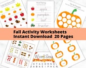 Autumn Worksheets for Kids | Fall Toddler Activities | Preschool | Kindergarten Learning Worksheets | Printable Learning