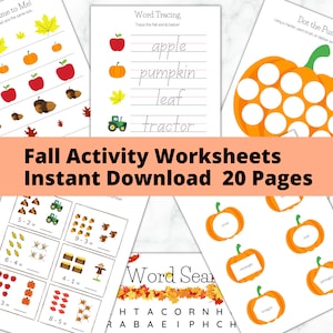 Autumn Worksheets for Kids | Fall Toddler Activities | Preschool | Kindergarten Learning Worksheets | Printable Learning
