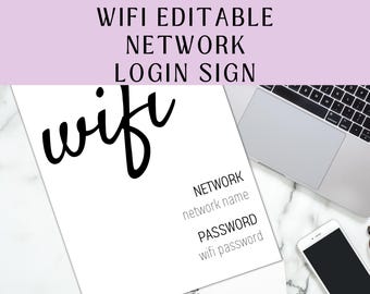 WiFi Password Template | Airbnb Welcome | QR Code Printable | Edit in Canva | Vacation Rental Sign | Instant Download