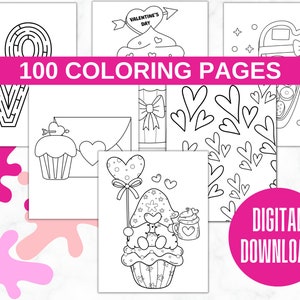 Pagine da colorare di San Valentino / Pagine da colorare di San Valentino stampabili / Colorazione stampabile / Fogli da colorare scaricabili