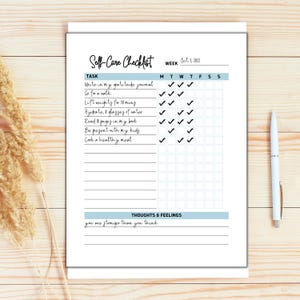 Self Care Checklist Journal | Wellness Planner | Mental Health Tracker | Daily Routine | Mindfulness Workbook | Digital Printable image 9