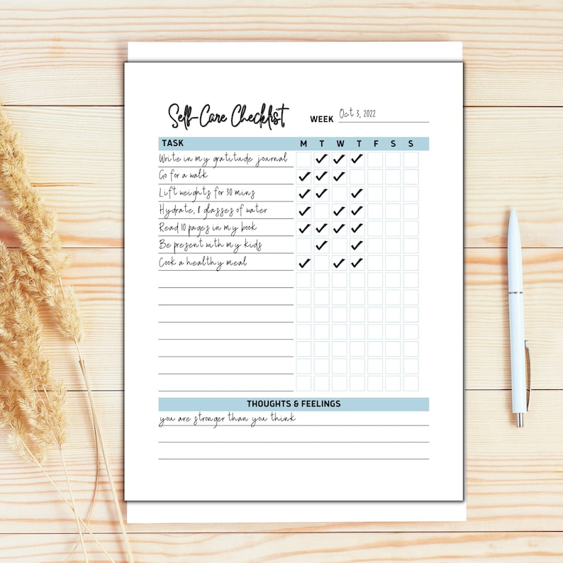 Self Care Checklist Journal | Wellness Planner | Mental Health Tracker | Daily Routine | Mindfulness Workbook | Digital Printable image 9
