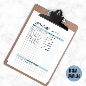 Self Care Checklist Journal | Wellness Planner | Mental Health Tracker | Daily Routine | Mindfulness Workbook | Digital Printable image 7