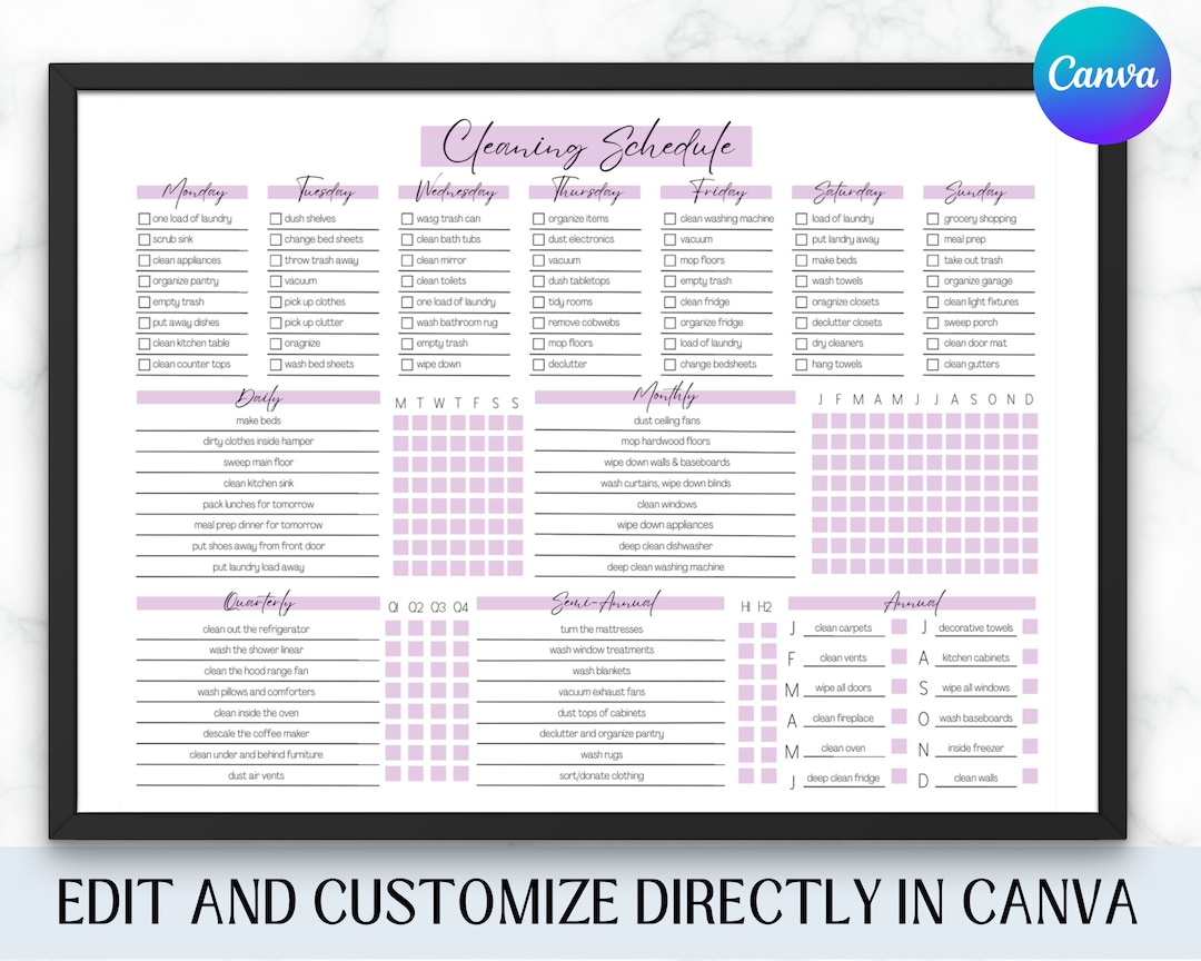 EDITABLE Cleaning Planner | Checklist | Cleaning Schedule | Weekly ...
