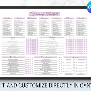 EDITABLE Cleaning Planner | Checklist | Cleaning Schedule |  Weekly House Chores | Adhd Clean Home | Household Planner
