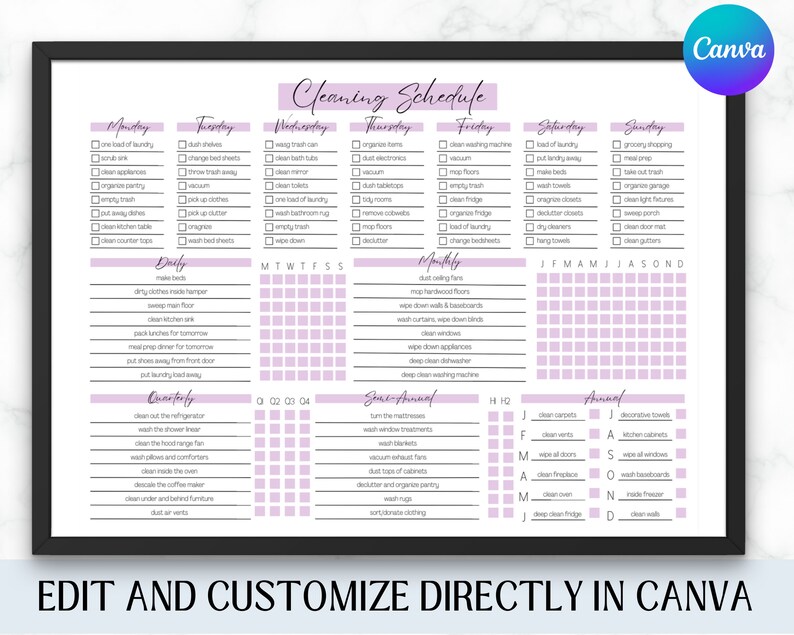 EDITABLE Cleaning Planner | Checklist | Cleaning Schedule | Weekly ...