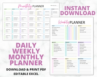 EDITABLE Daily Family Planner Schedule | Hourly Planner | Family Organizer | Datebook | Planning Aid | Download & Edit