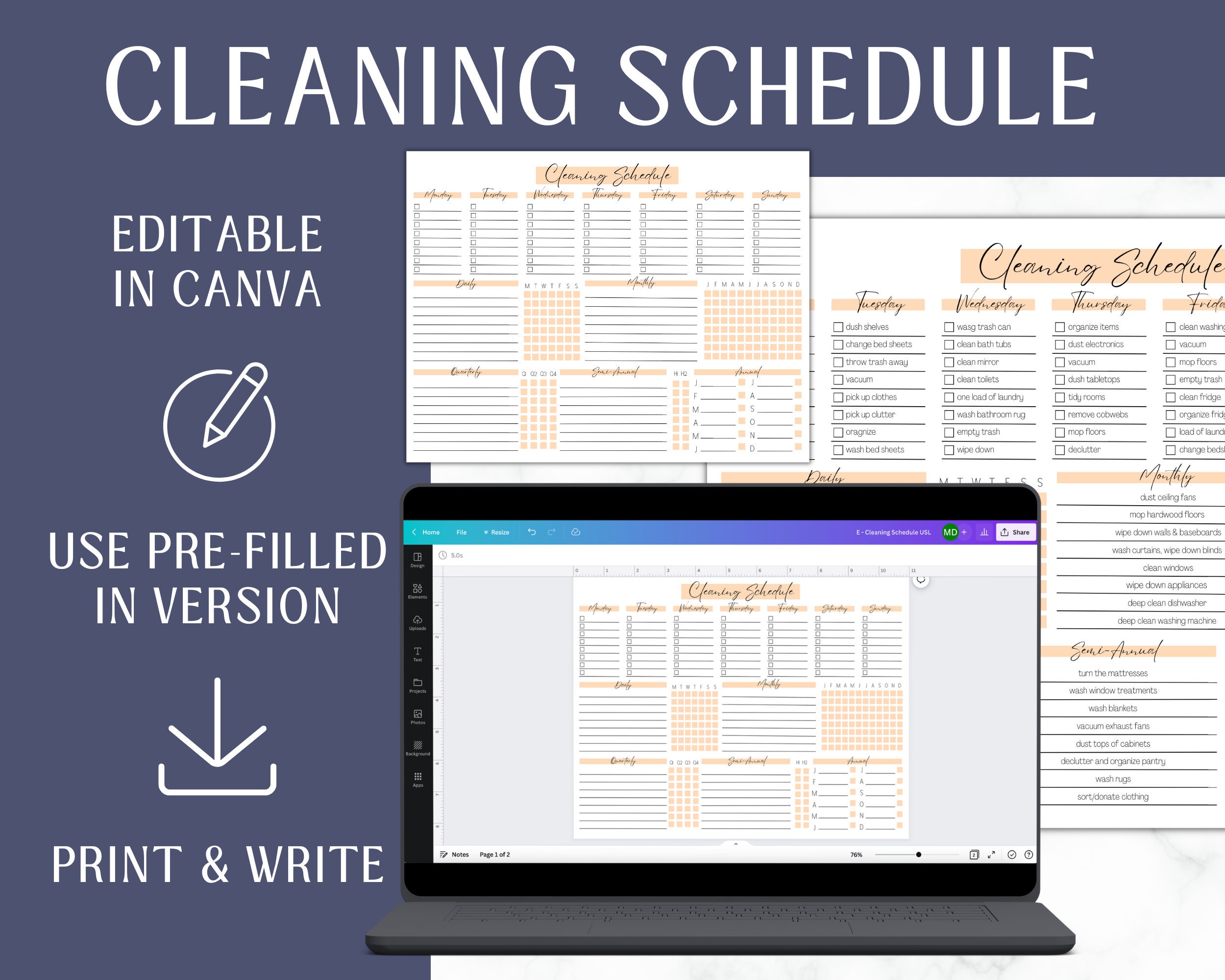 EDITABLE Cleaning Planner | Checklist | Cleaning Schedule | Weekly ...