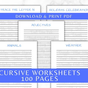Cursive Writing | Practice Sheets | Cursive Practice | Cursive Tracing | Penmanship Practice | Writing Worksheets | Kids Handwriting