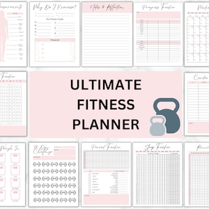 Fitness Planner BUNDLE | Weight Loss Tracker | Fitness Journal | Step Habit Tracker | Health Goals | Self-Care Wellness
