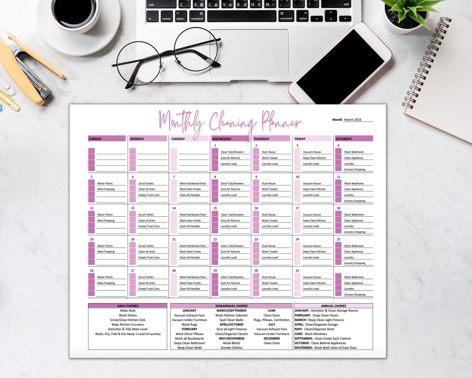 EDITABLE Cleaning Schedule Family Routine Planner Monthly Cleaning ...