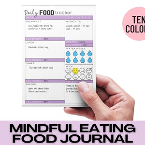 Mindful Eating Journal | Printable Daily Food Diary | Weight Loss ...