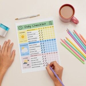 Daily School Checklist | School Schedule Printable | Daily Routine ...