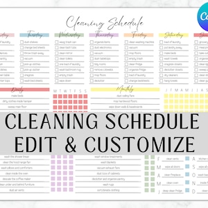 EDITABLE Cleaning Planner | Checklist | Cleaning Schedule |  Weekly Chores | Adhd Clean Home | Household Planner