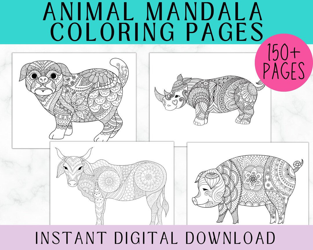 150 Coloring Pages Animal Mandala Activities Worksheets Animal Mandala ...