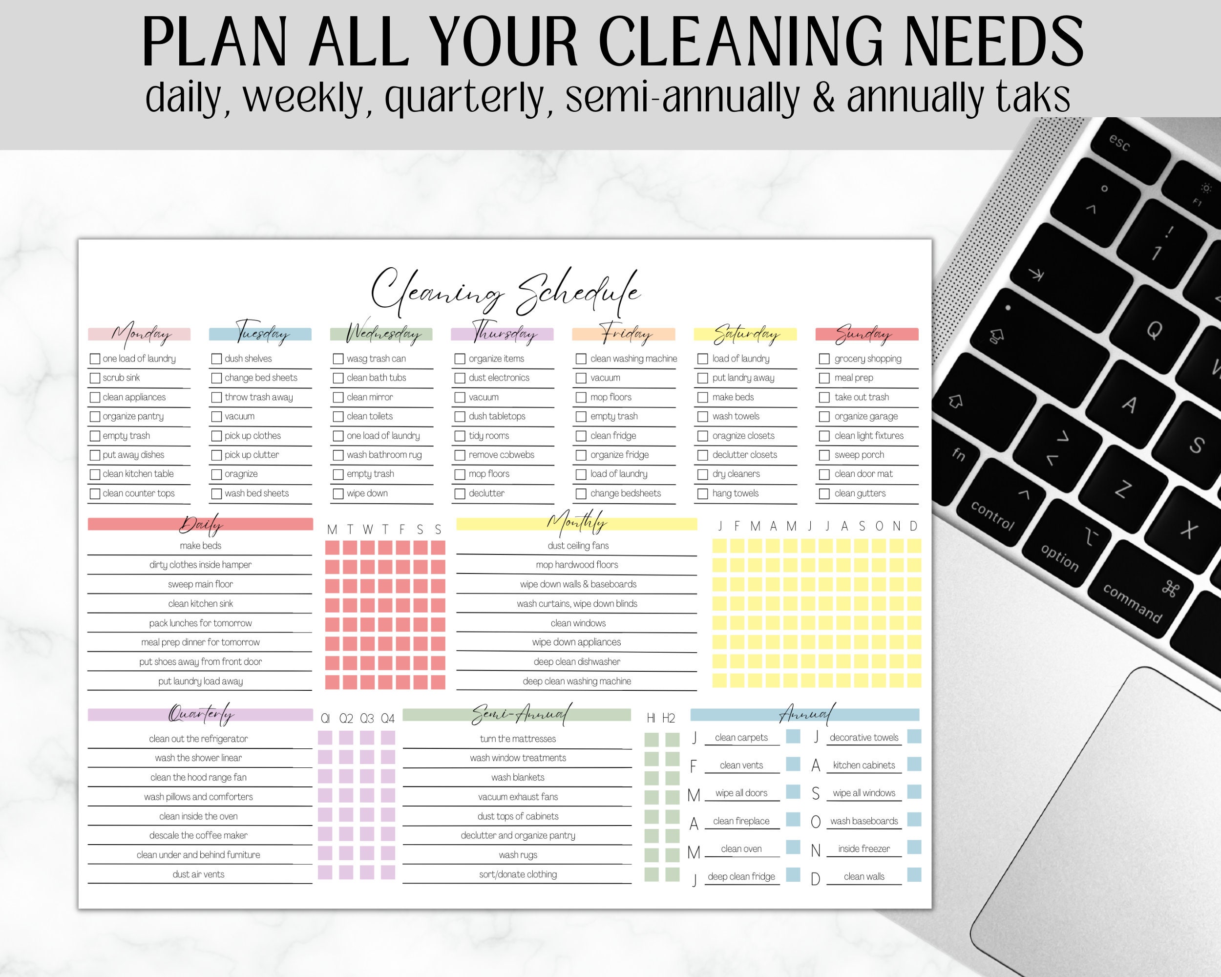 EDITABLE Cleaning Planner | Checklist | Cleaning Schedule | Weekly ...