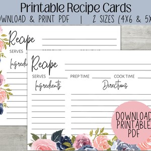 Recipe Card Template | Floral Bridal Shower | Wedding Shower | Floral Theme | Instant Download