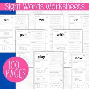 100 Printable Sight Words | Kindergarten Worksheets | Practice Spelling | Phonics Homeschool | Kindergarten | Learning