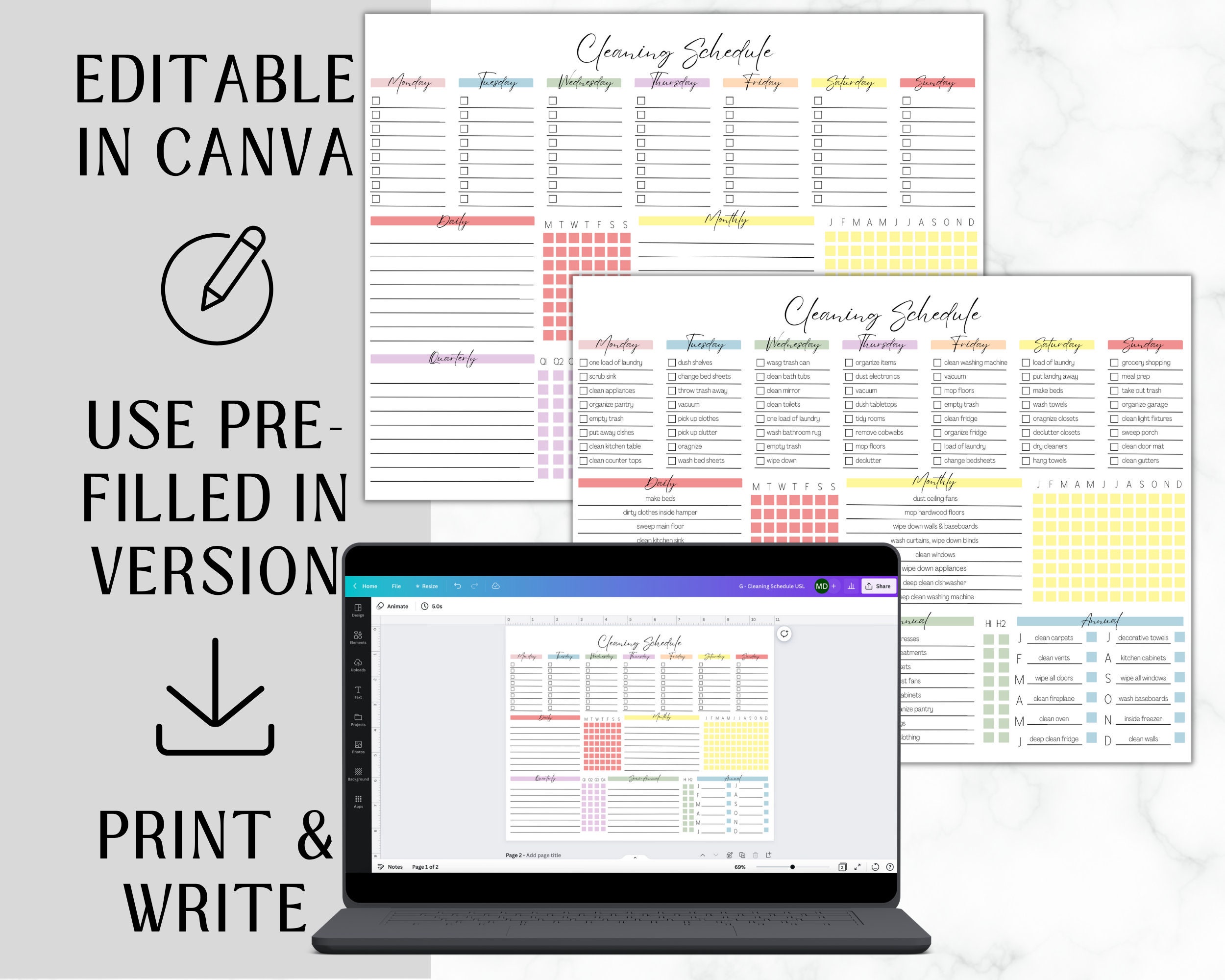 EDITABLE Cleaning Planner | Checklist | Cleaning Schedule | Weekly ...