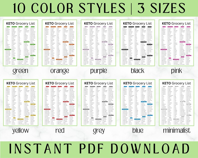 Keto Grocery List Printable Low Carb Food Grocery Shopping Meal Planner ...