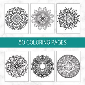 50 mandalas à colorier à imprimer | Coloriages relaxants pour adultes | Téléchargement numérique instantané | Activité anti-stress image 5