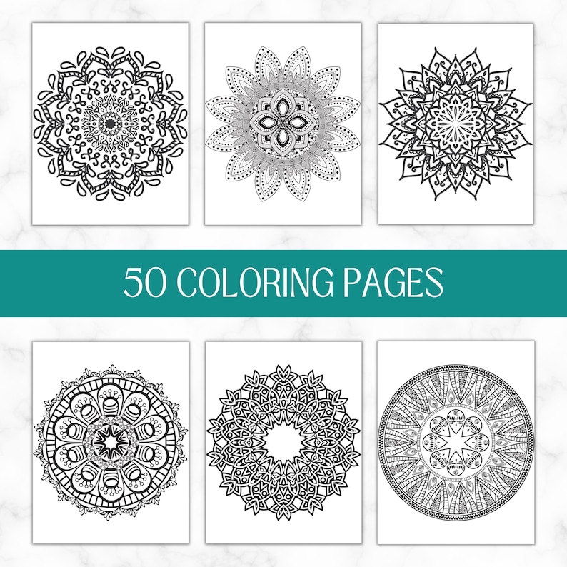 50 mandalas à colorier à imprimer | Coloriages relaxants pour adultes | Téléchargement numérique instantané | Activité anti-stress image 5