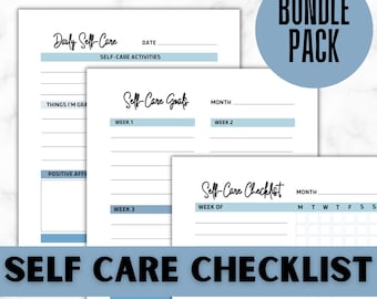 Self Care Checklist | Wellness Planner | Daily Habit Tracker | Mental Health Journal | Mindfulness Workbook | Printable | Instant Download