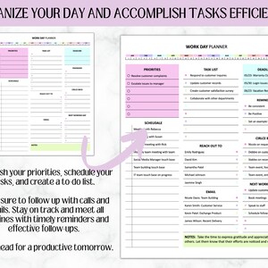 EDITABLE Work Planner | Work Day Organizer | Editable Daily Planner ...