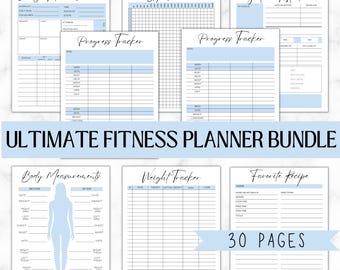 Fitnessplaner-Paket | Gewichtsverlust-Tracker | Fitness-Tagebuch | Schrittzähler | Gesundheitsziele | Selbstfürsorge und Wohlbefinden